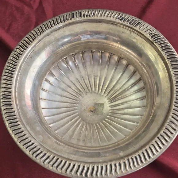 Decorative Silver On Brass Pedestal Bowl - Picture 2 of 4